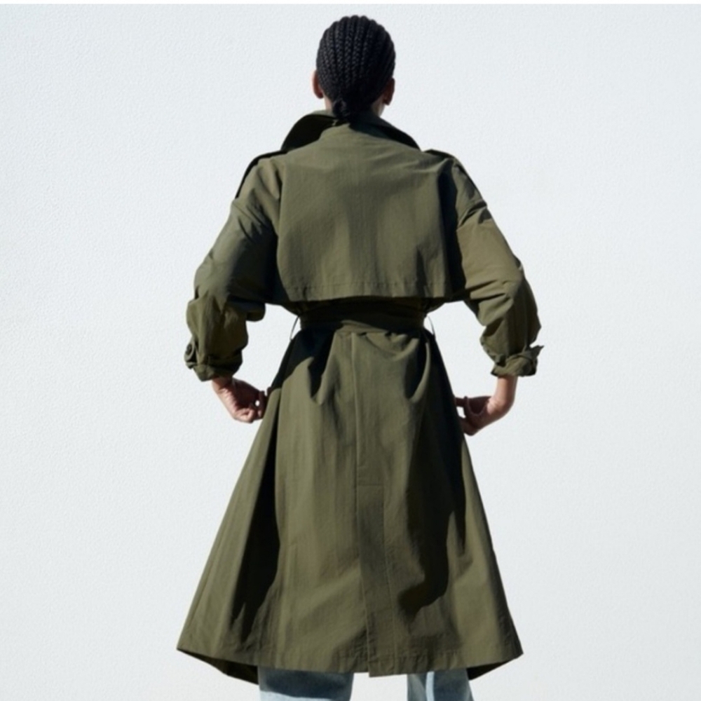 ZARA ARMY GREEN BELTED TRENCH COAT - Picture 9 of 9
